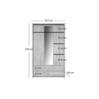 Ντουλάπα Τρίφυλλη Norton Sonoma 127x60x210