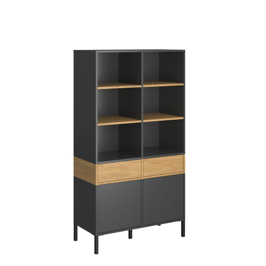 Ραφιέρα Beril Ανθρακί-Χρυσό Δρυς 90x42x170