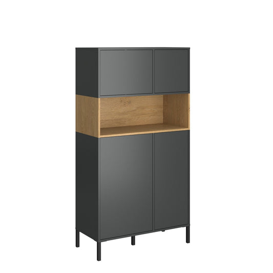 Ραφιέρα Beril Ανθρακί-Χρυσό Δρυς 90x42x170