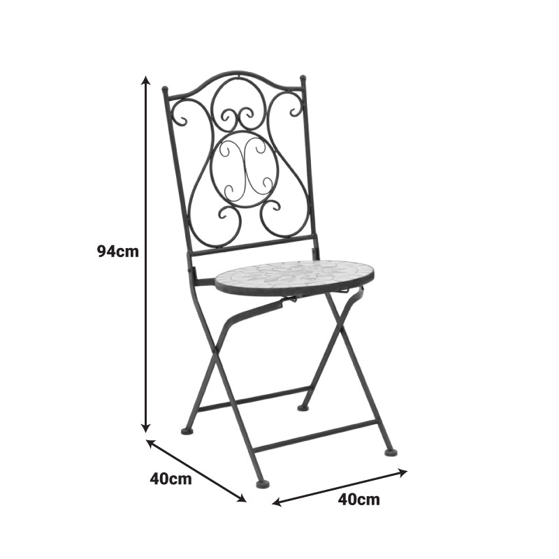 Τραπεζαρία Sellis Σετ 3 Τεμ Μωσαικό-Μέταλλο Μαύρο