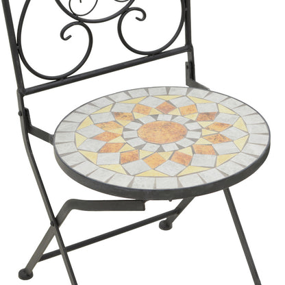 Τραπεζαρία Sellis Σετ 3 Τεμ Μωσαικό-Μέταλλο Μαύρο