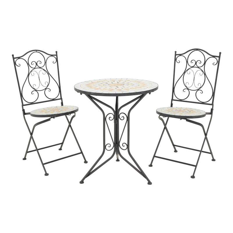 Τραπεζαρία Sellis Σετ 3 Τεμ Μωσαικό-Μέταλλο Μαύρο