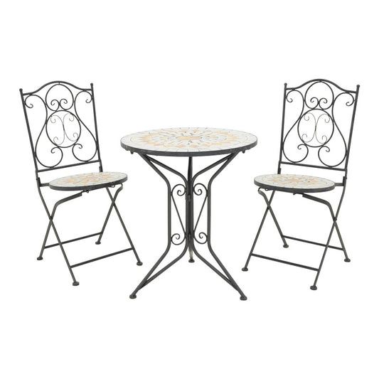 Τραπεζαρία Sellis Σετ 3 Τεμ Μωσαικό-Μέταλλο Μαύρο