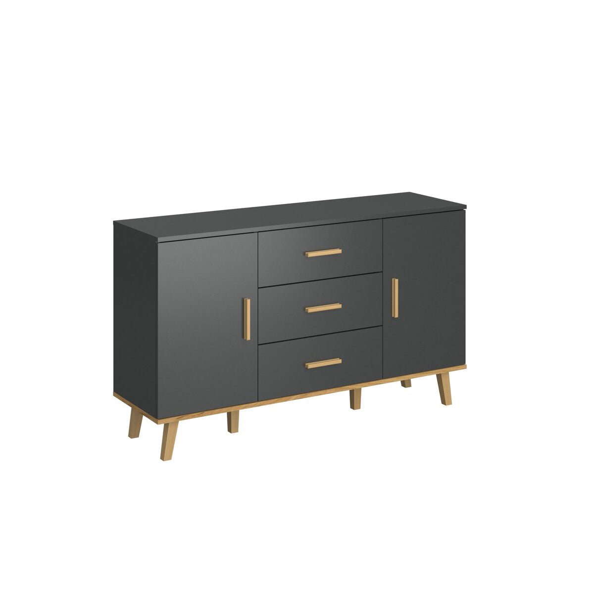 Μπουφές Pluton Ανθρακί-Χρυσό Δρυς 138x40x81.6