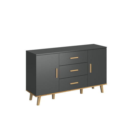 Μπουφές Pluton Ανθρακί-Χρυσό Δρυς 138x40x81.6