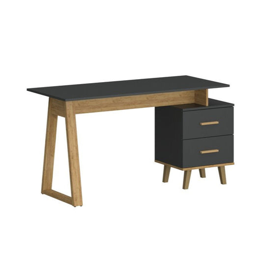 Σύνθεση Γραφείου Pluton Set 2 (Σετ 2 Τμχ) Ανθρακί-Χρυσό Δρυς