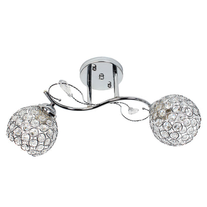 Φωτιστικό Οροφής 2 x Ε27 45x20x53 εκ. Χρώμιο με Κρύσταλλα