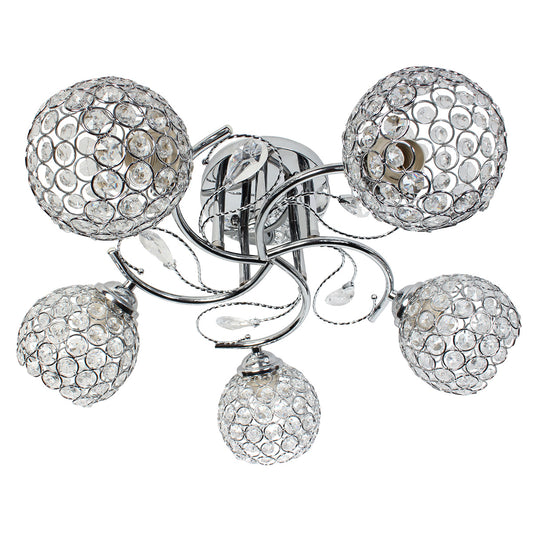 Φωτιστικό Οροφής 5 x Ε27 Φ50x23 εκ. Χρώμιο με Κρύσταλλα