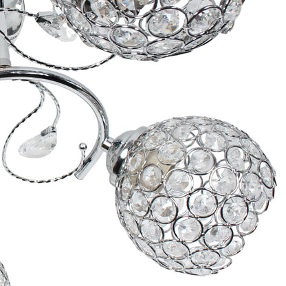 Φωτιστικό Οροφής 5 x Ε27 Φ50x23 εκ. Χρώμιο με Κρύσταλλα