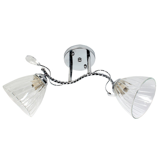 Φωτιστικό Οροφής 2 x Ε27 50x29x26 εκ. Χρώμιο με Γυαλιά