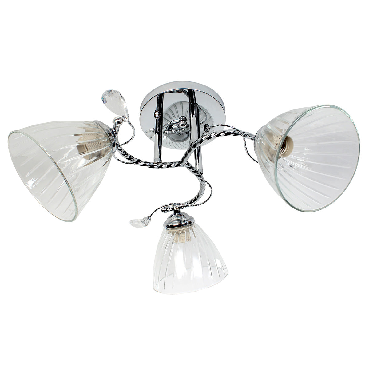 Φωτιστικό Οροφής 3 x Ε27 Φ52x25 εκ. Χρώμιο με Γυαλιά