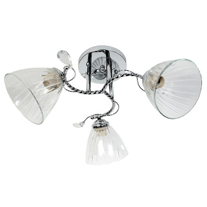 Φωτιστικό Οροφής 3 x Ε27 Φ52x25 εκ. Χρώμιο με Γυαλιά