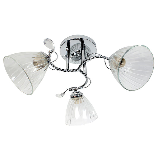 Φωτιστικό Οροφής 3 x Ε27 Φ52x25 εκ. Χρώμιο με Γυαλιά