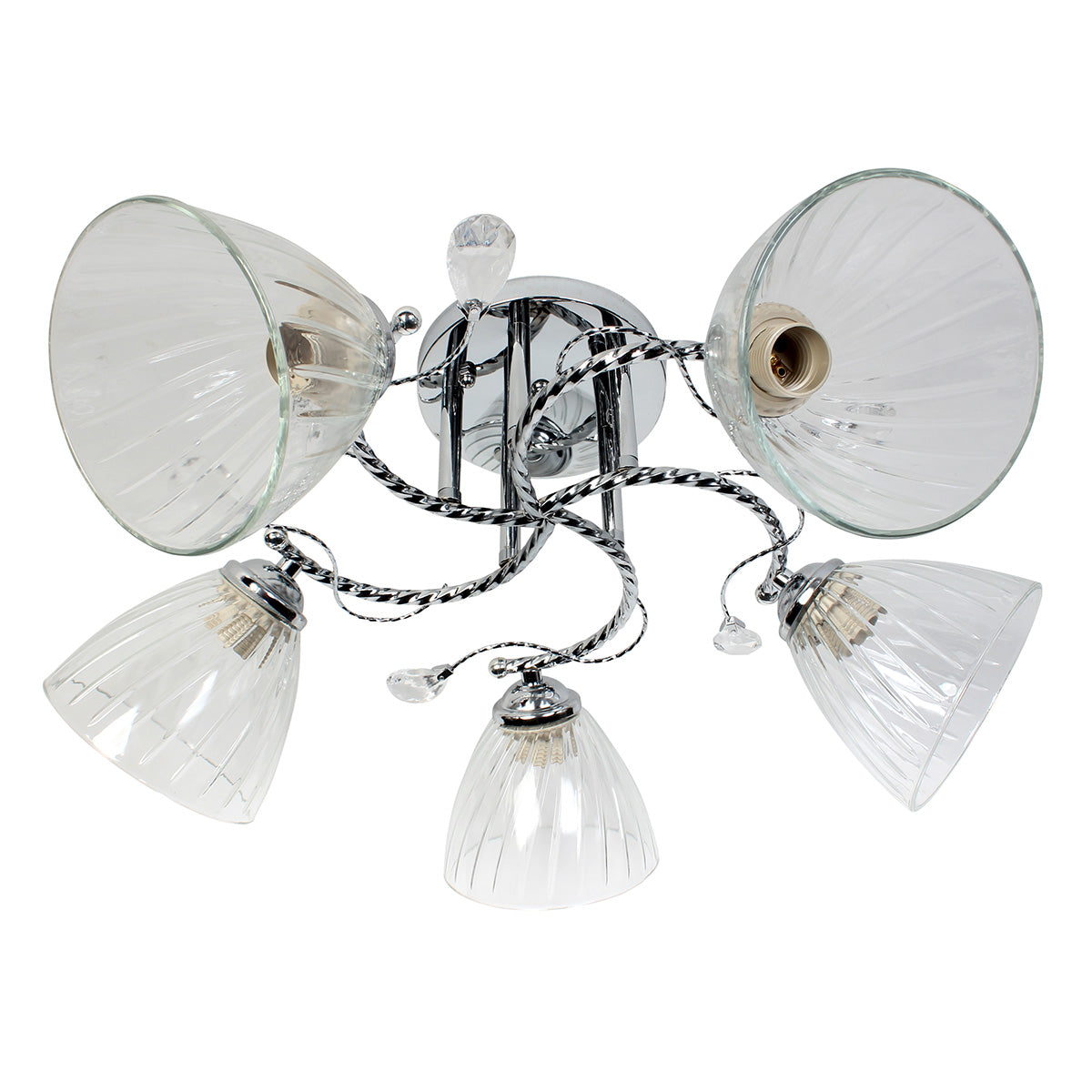 Φωτιστικό Οροφής 5 x Ε27 Φ56x25 εκ. Χρώμιο με Γυαλιά