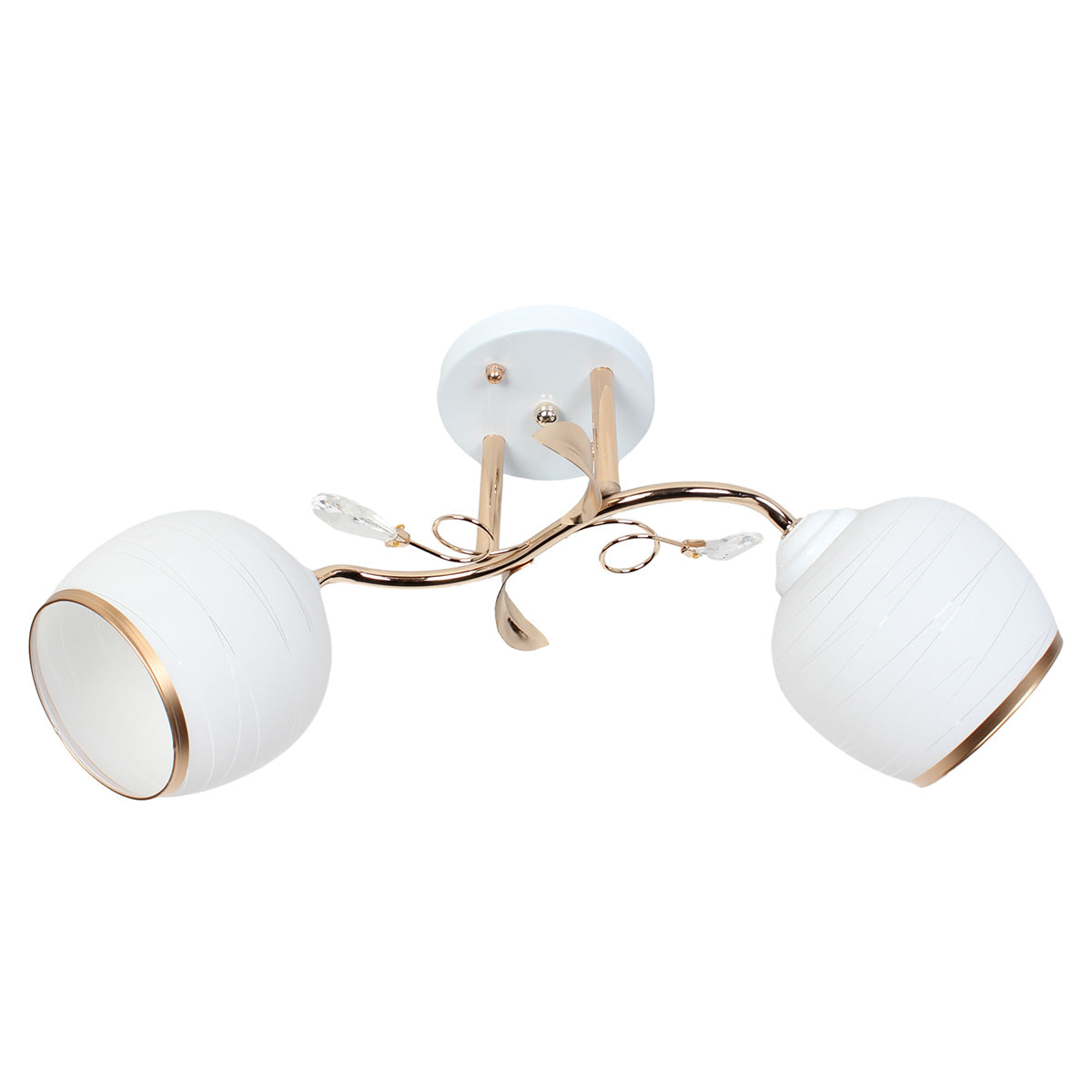 Φωτιστικό Οροφής 2 x Ε27 49x17x26 εκ. Λευκό - Χρυσό με Γυαλιά