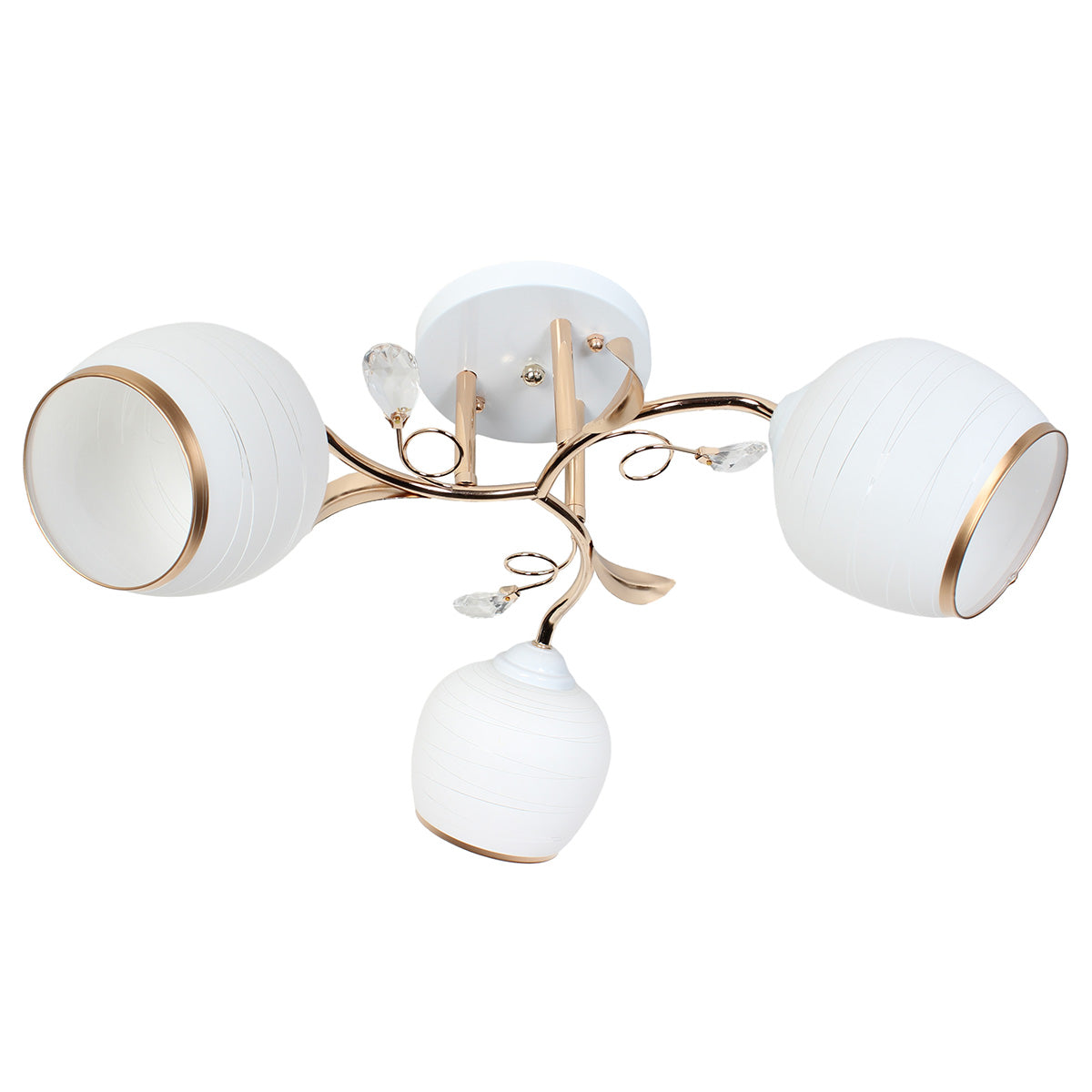 Φωτιστικό Οροφής 3 x Ε27 Φ56x25 εκ. Λευκό - Χρυσό με Γυαλιά