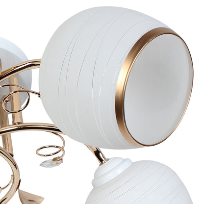 Φωτιστικό Οροφής 5 x Ε27 Φ56x25 εκ. Λευκό - Χρυσό με Γυαλιά