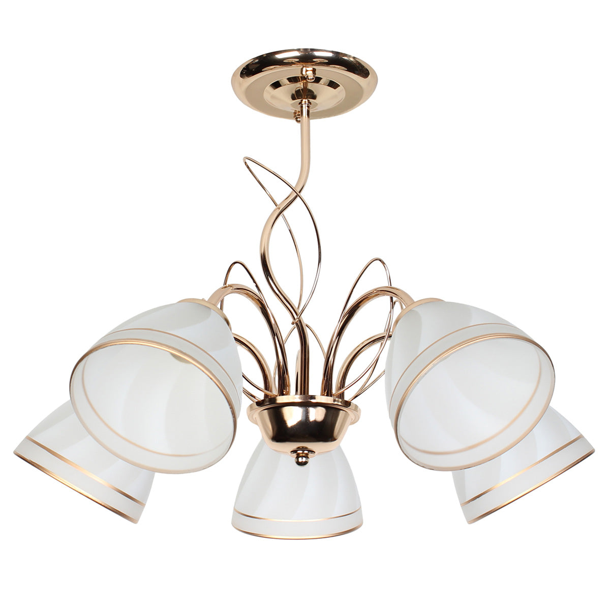 Φωτιστικό Οροφής 5 x Ε27 Φ52x43 εκ. Χρυσό με Γυαλιά