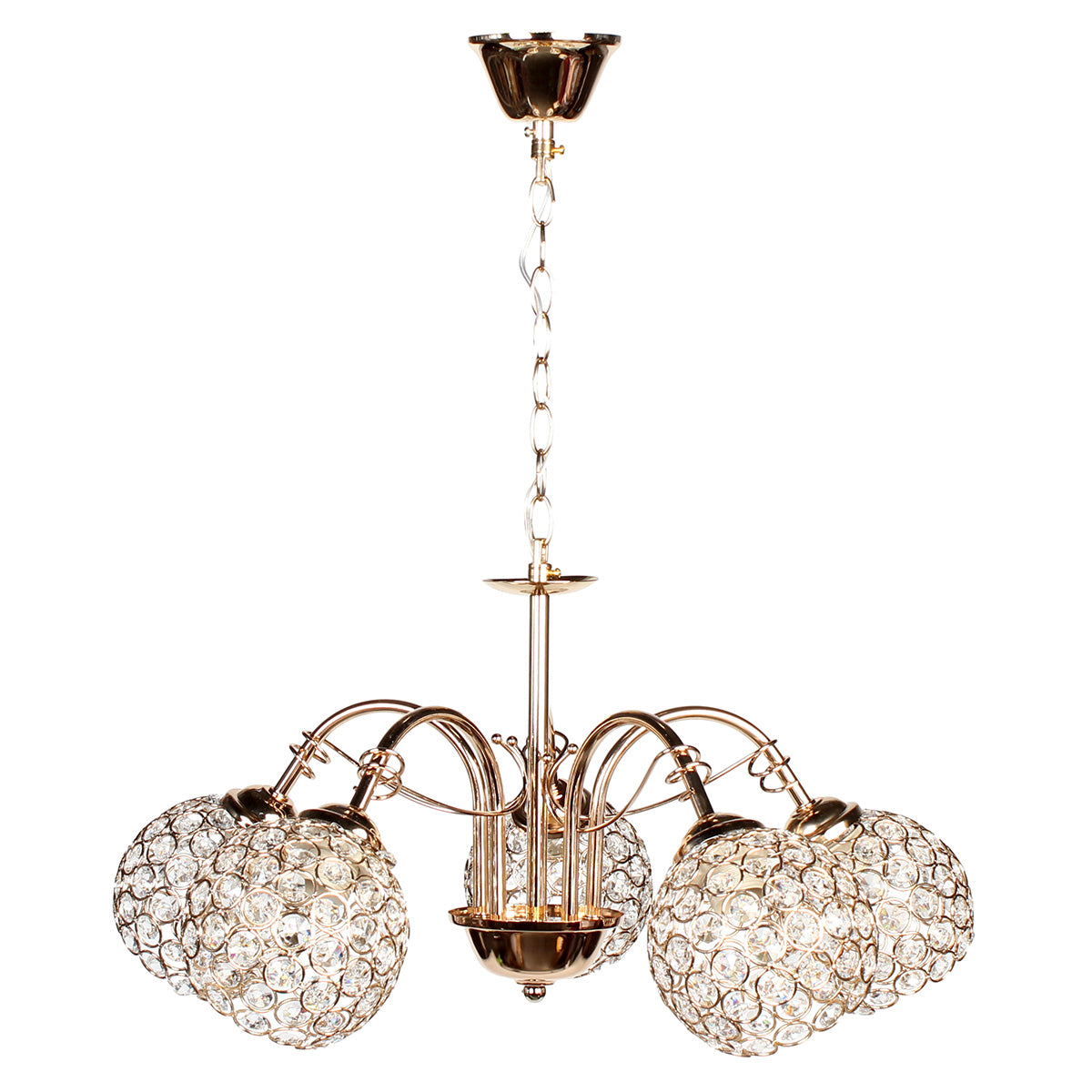 Φωτιστικό Κρεμαστό 5 x Ε27 Φ54x26 εκ. Χρυσό με Κρύσταλλα