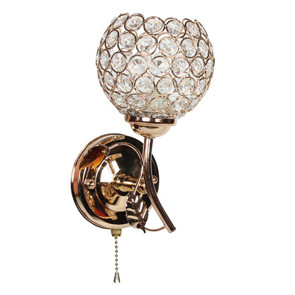 Απλίκα Τοίχου Ε27 14x14x22 εκ. Χρυσή με Κρύσταλλα