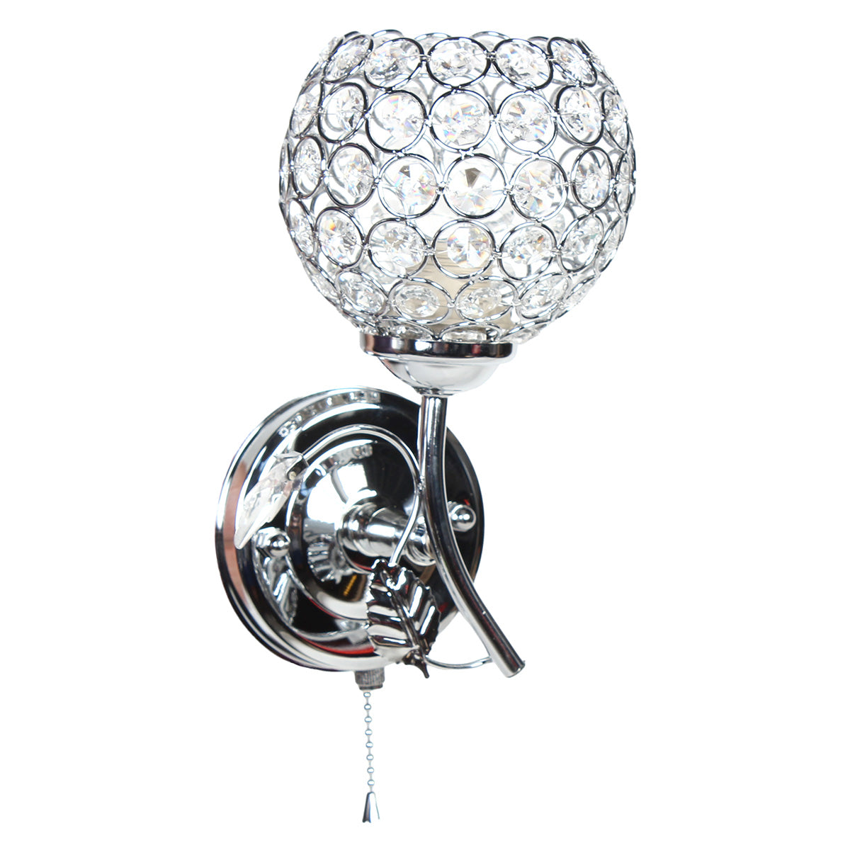Απλίκα Τοίχου Ε27 14x14x22 εκ. Χρώμιο με Κρύσταλλα