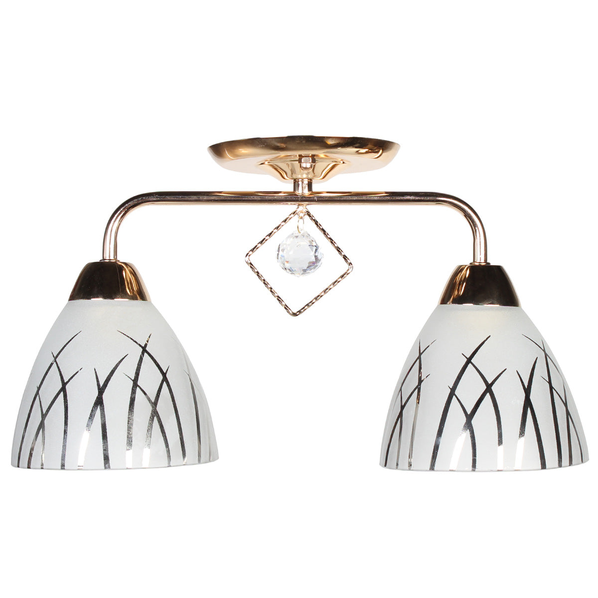 Φωτιστικό Οροφής 2 x Ε27 38x14x20 εκ. Χρυσό με Γυαλιά