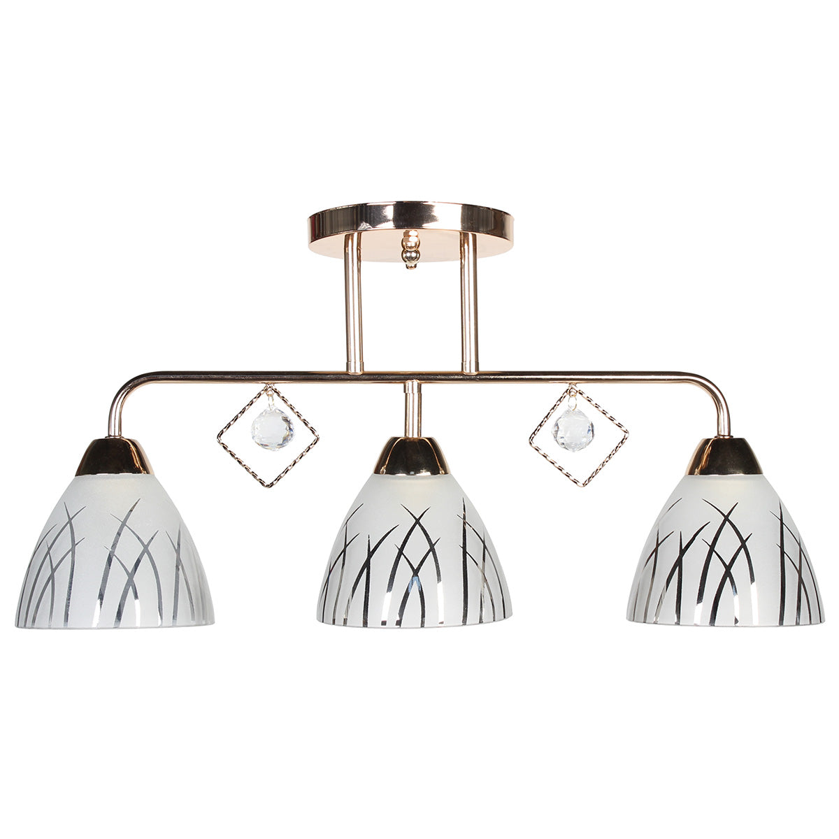 Φωτιστικό Οροφής 3 x Ε27 56x14x28 εκ. Χρυσό με Γυαλιά