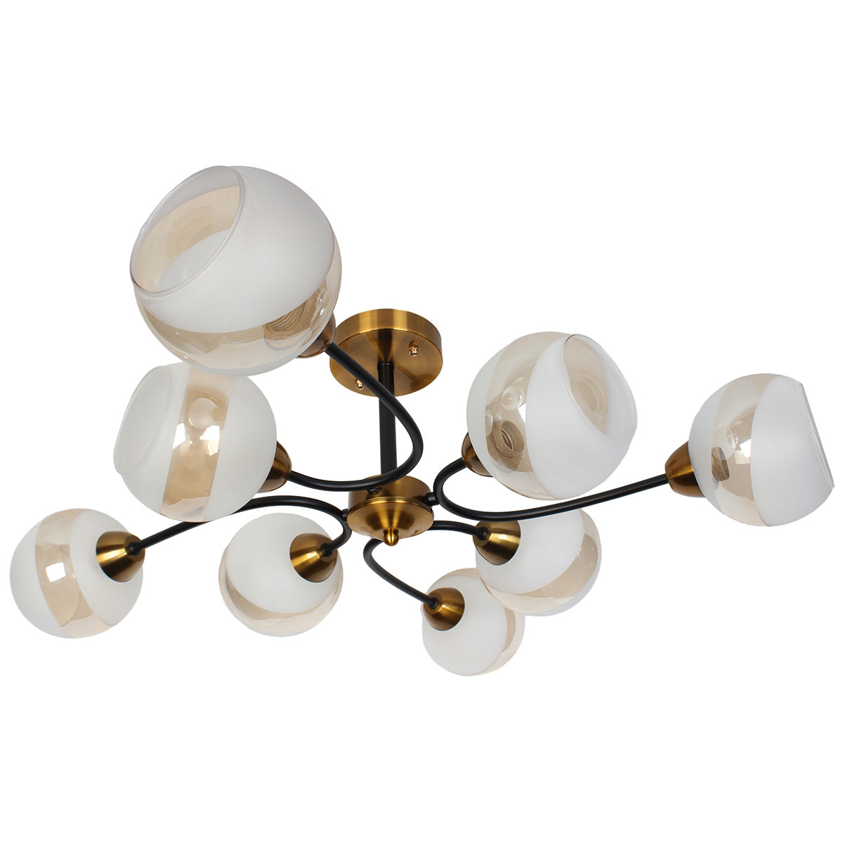 Φωτιστικό Οροφής 8 x Ε27 Φ78x26 εκ. Μαύρο Μπρονζέ με Γυαλιά