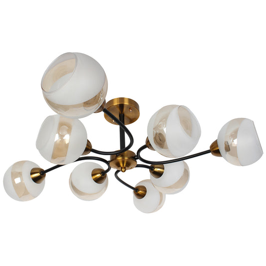 Φωτιστικό Οροφής 8 x Ε27 Φ78x26 εκ. Μαύρο Μπρονζέ με Γυαλιά