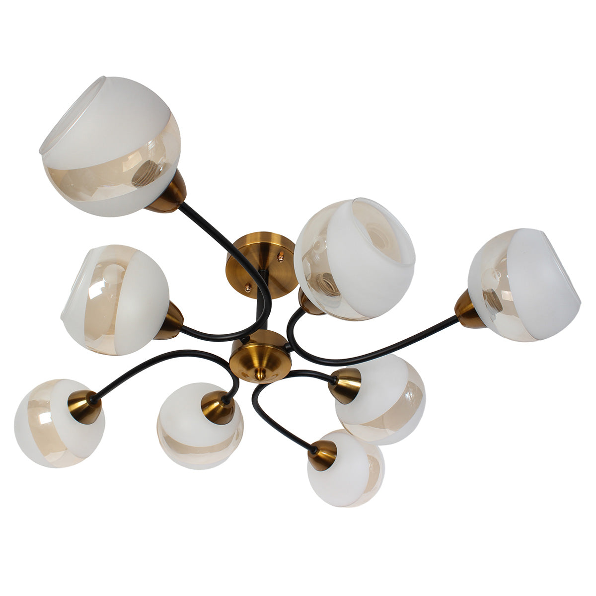 Φωτιστικό Οροφής 8 x Ε27 Φ78x26 εκ. Μαύρο Μπρονζέ με Γυαλιά