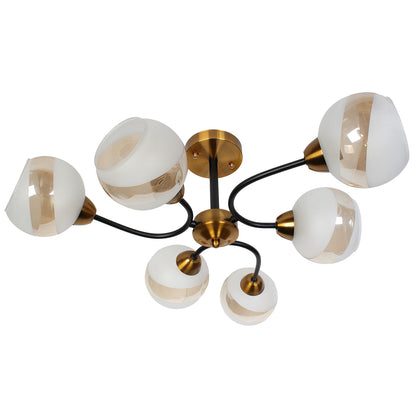 Φωτιστικό Οροφής 6 x Ε27 Φ65x26 εκ. Μαύρο Μπρονζέ με Γυαλιά