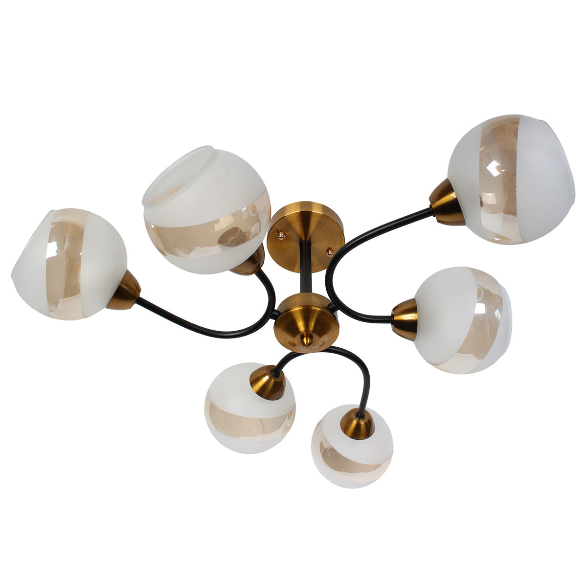 Φωτιστικό Οροφής 6 x Ε27 Φ65x26 εκ. Μαύρο Μπρονζέ με Γυαλιά