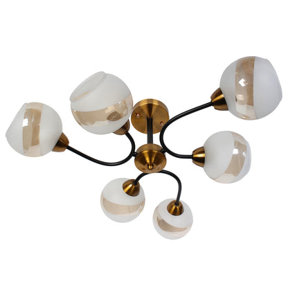 Φωτιστικό Οροφής 6 x Ε27 Φ65x26 εκ. Μαύρο Μπρονζέ με Γυαλιά