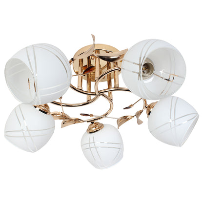 Φωτιστικό Οροφής 5 x Ε27 Φ56x25 εκ. Χρυσό με Γυαλιά