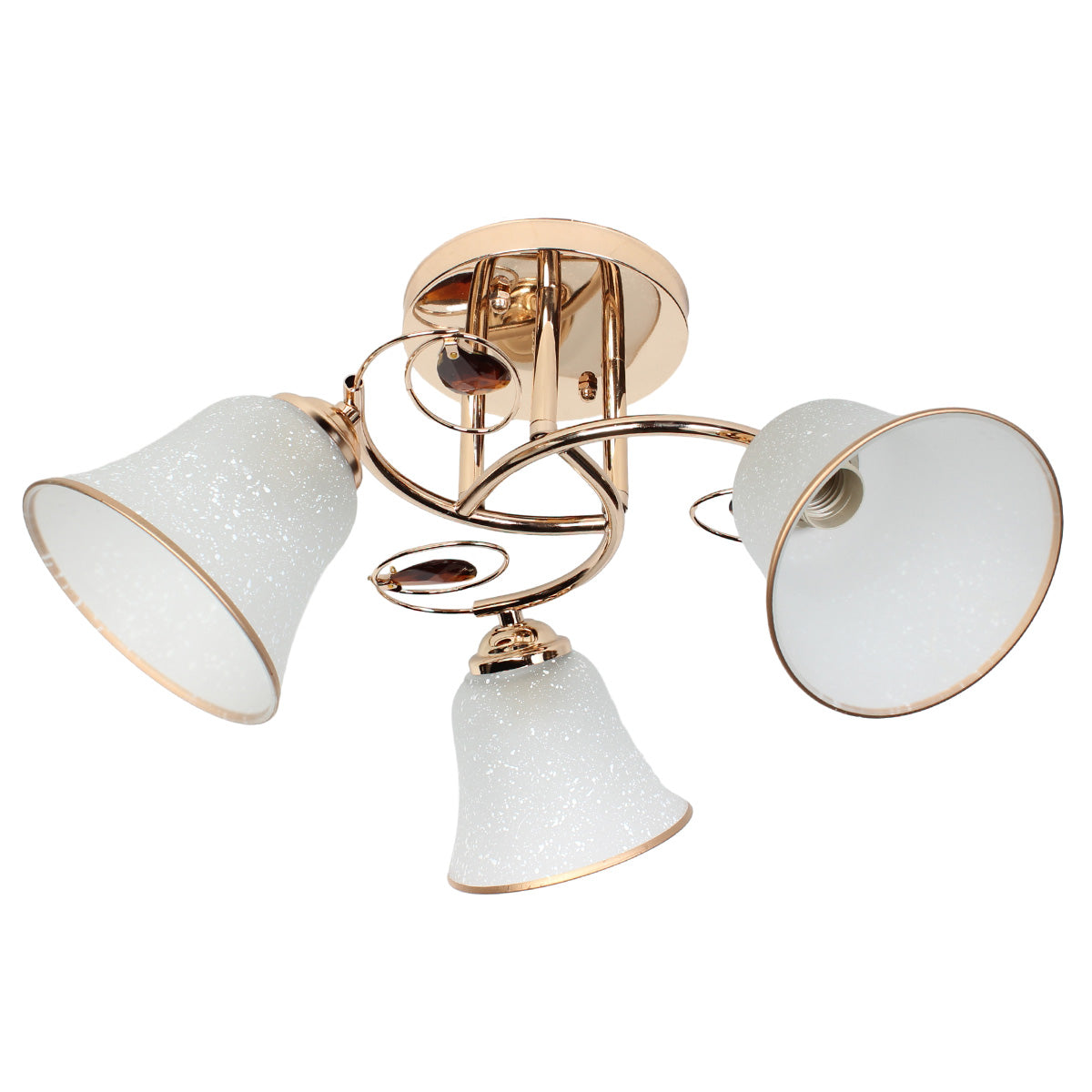 Φωτιστικό Οροφής 3 x Ε27 Φ48x26 εκ. Χρυσό με Γυαλιά