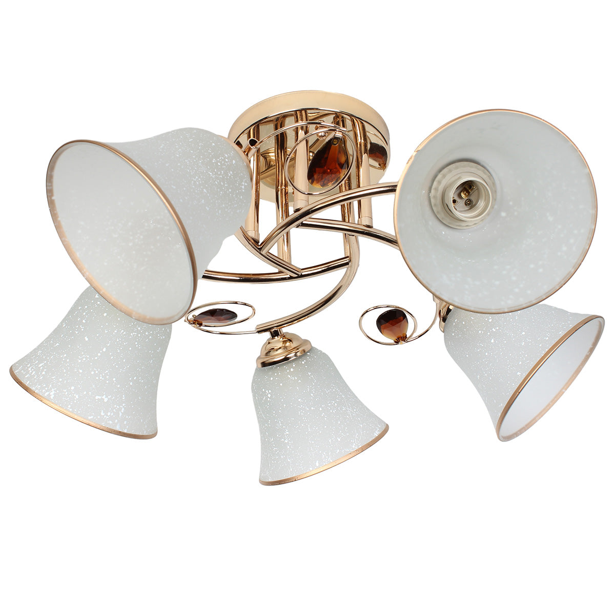 Φωτιστικό Οροφής 5 x Ε27 Φ52x26 εκ. Χρυσό με Γυαλιά