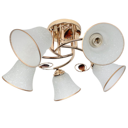 Φωτιστικό Οροφής 5 x Ε27 Φ52x26 εκ. Χρυσό με Γυαλιά