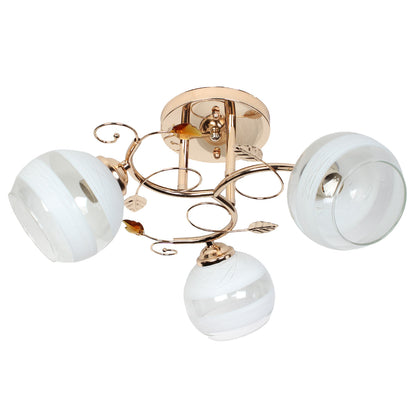 Φωτιστικό Οροφής 3 x Ε27 Φ48x23 εκ. Χρυσό με Γυαλιά