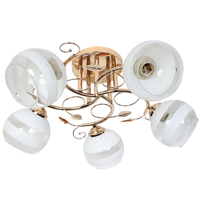 Φωτιστικό Οροφής 5 x Ε27 Φ54x23 εκ. Χρυσό με Γυαλιά