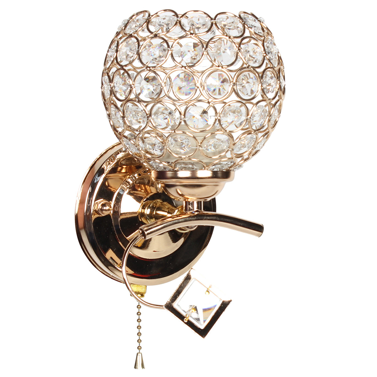 Απλίκα Τοίχου Ε27 12x14x21 εκ. Χρυσή με Κρύσταλλα