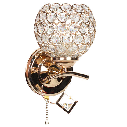 Απλίκα Τοίχου Ε27 12x14x21 εκ. Χρυσή με Κρύσταλλα