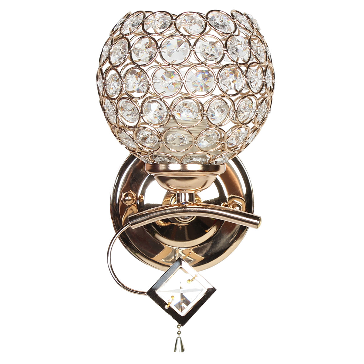 Απλίκα Τοίχου Ε27 12x14x21 εκ. Χρυσή με Κρύσταλλα