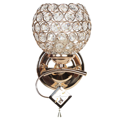 Απλίκα Τοίχου Ε27 12x14x21 εκ. Χρυσή με Κρύσταλλα