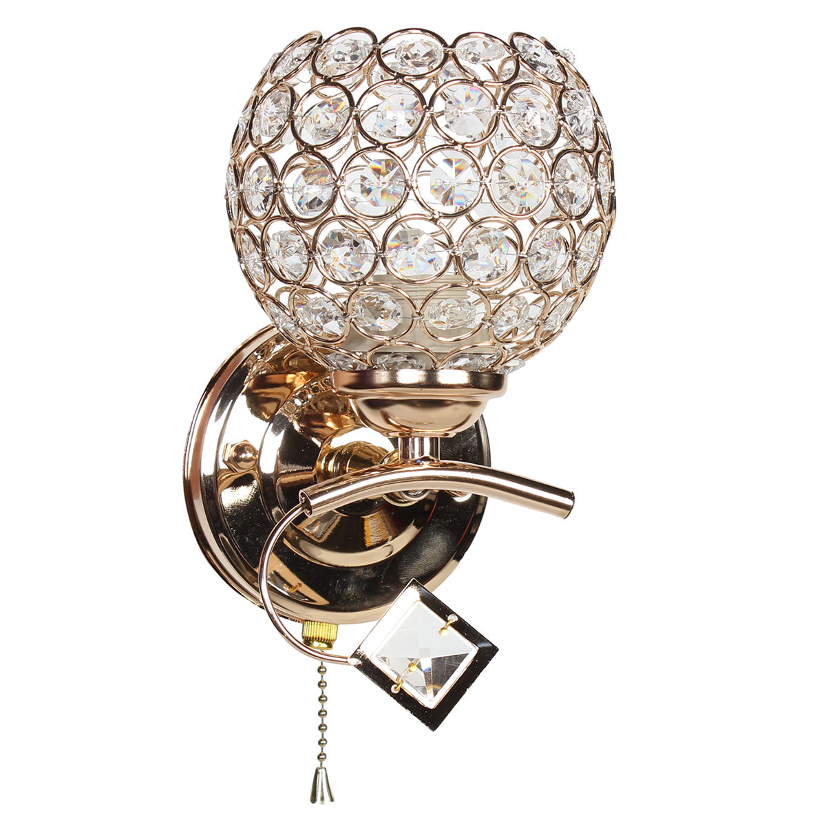 Απλίκα Τοίχου Ε27 12x14x21 εκ. Χρυσή με Κρύσταλλα