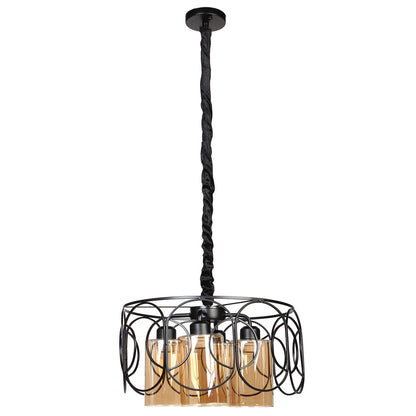 Φωτιστικό Μεταλλικό 4 x Ε27 Φ40x22 εκ. Μαύρο με Γυαλιά