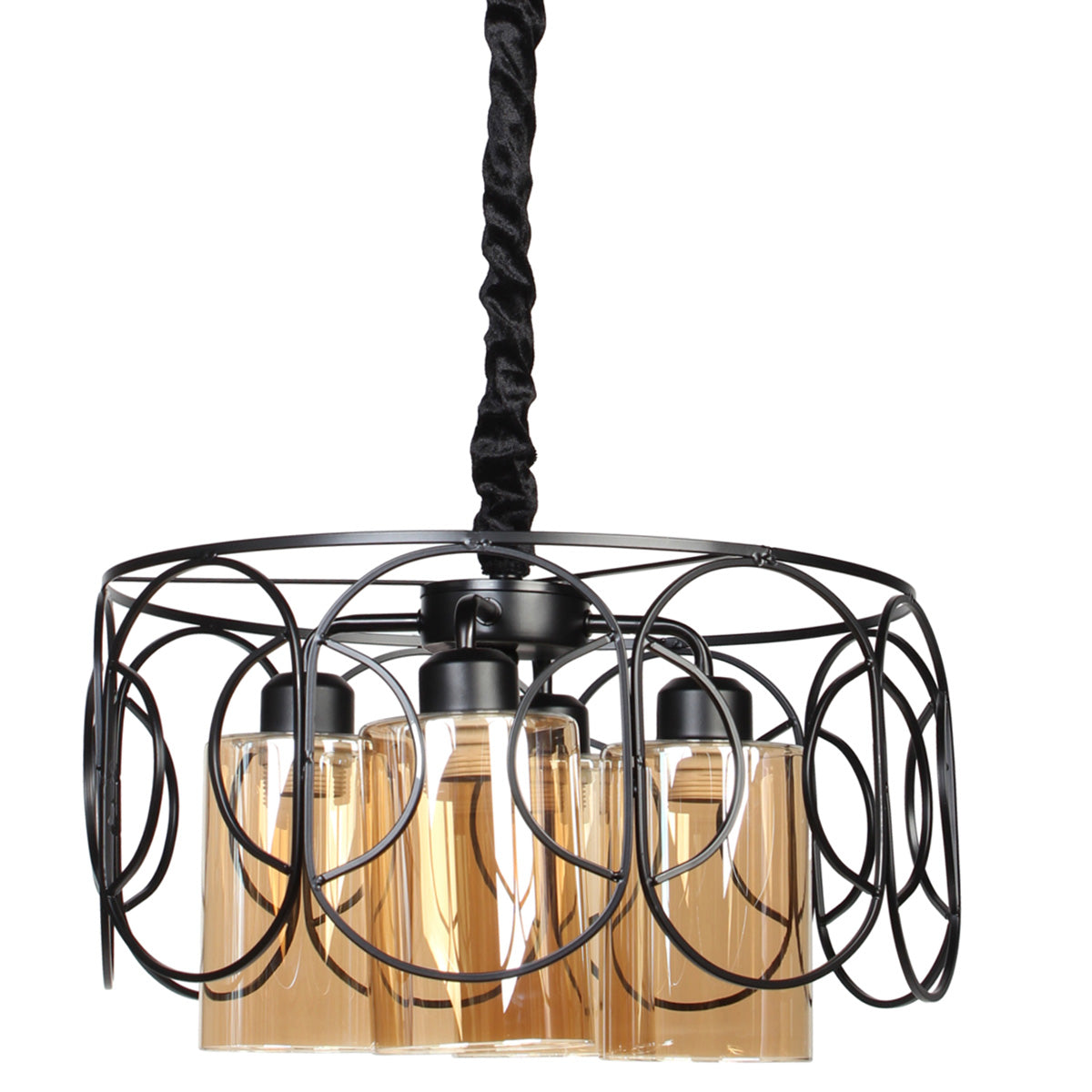 Φωτιστικό Μεταλλικό 4 x Ε27 Φ40x22 εκ. Μαύρο με Γυαλιά