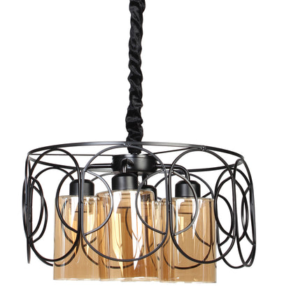 Φωτιστικό Μεταλλικό 4 x Ε27 Φ40x22 εκ. Μαύρο με Γυαλιά