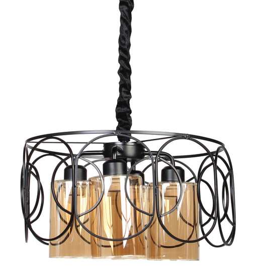 Φωτιστικό Μεταλλικό 4 x Ε27 Φ40x22 εκ. Μαύρο με Γυαλιά