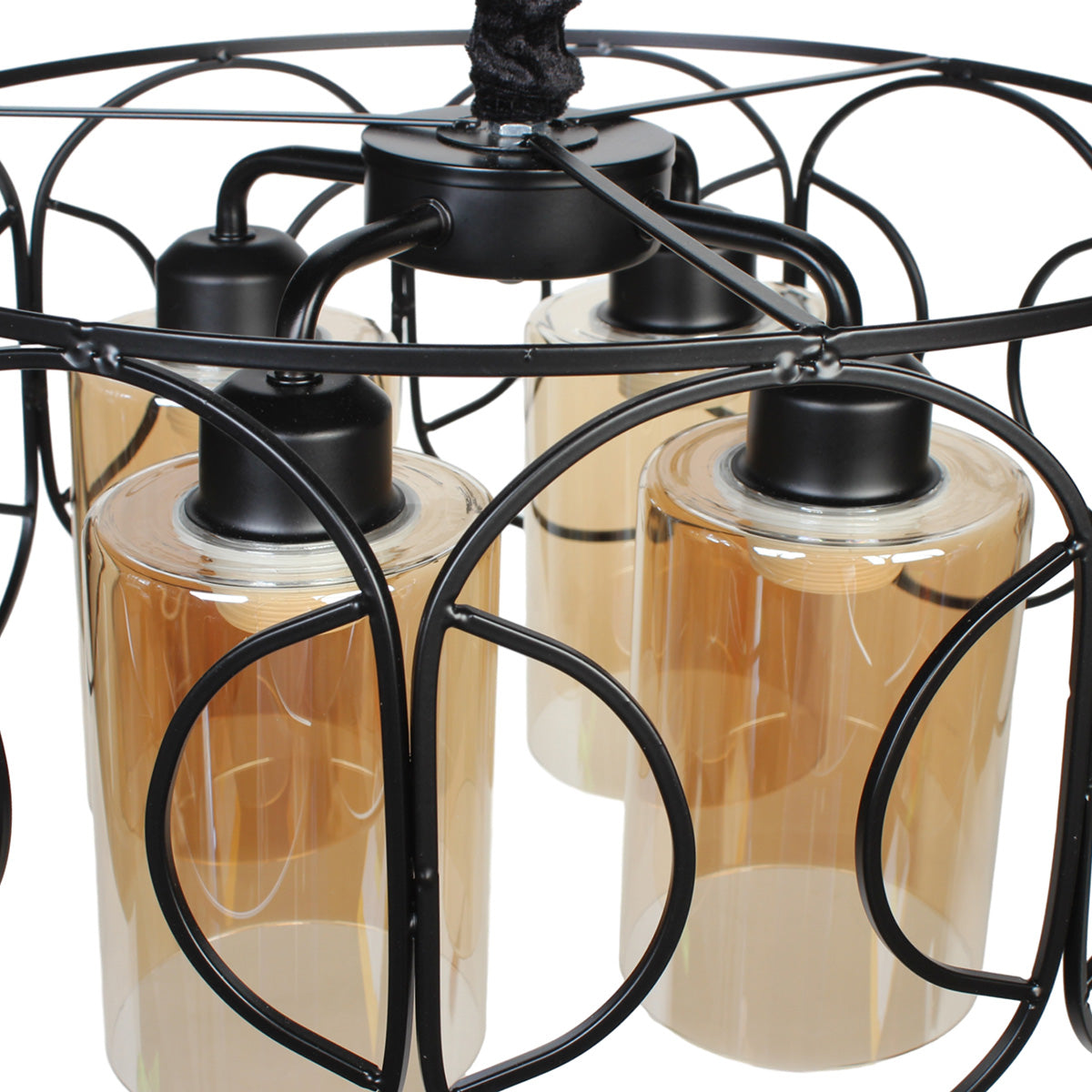 Φωτιστικό Μεταλλικό 4 x Ε27 Φ40x22 εκ. Μαύρο με Γυαλιά