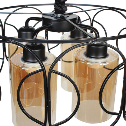 Φωτιστικό Μεταλλικό 4 x Ε27 Φ40x22 εκ. Μαύρο με Γυαλιά